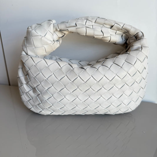 Bottega Veneta Jodie Mini White Leather Gold Hardware-Luxbags