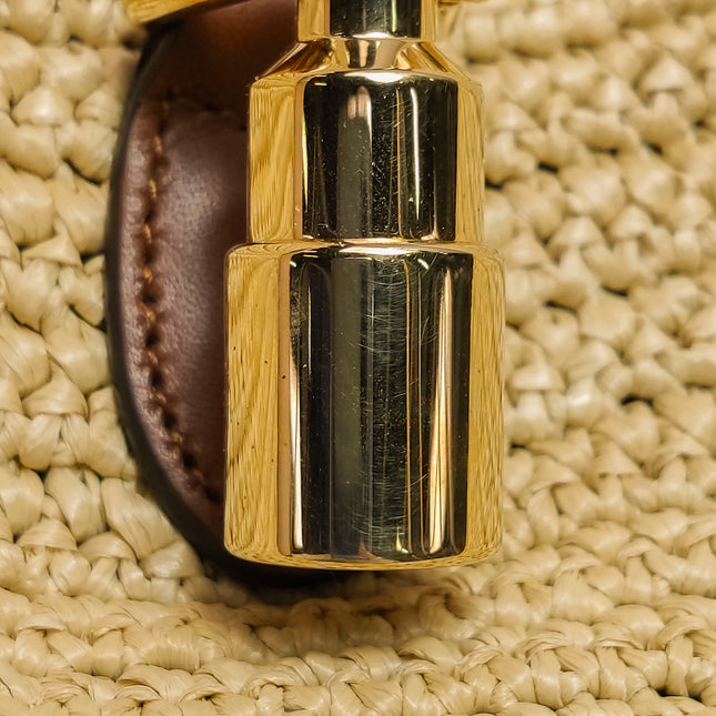 Gucci Jackie 1961 Medium Brown Leather Raffia Shoulder Bag