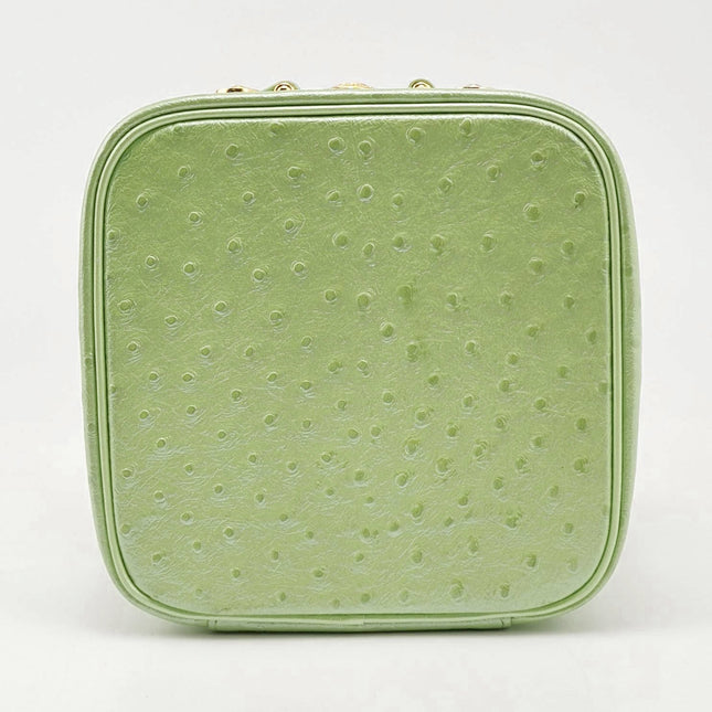 Versace Vintage Logo Sun Vanity Bag Green Calfskin Leather Gold Hardware