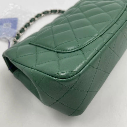 Chanel Classic Flap Mini 2019 Green Lambskin Leather Silver Hardware