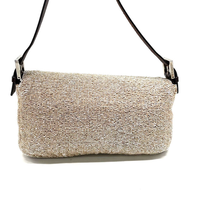 Fendi Baguette Shoulder bag with Glitter Beige Beads