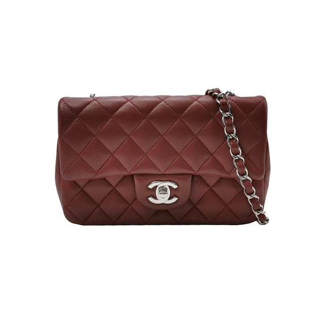 Chanel Classic Flap Rectangular Mini Burgundy Lambskin Silver HW, 2019