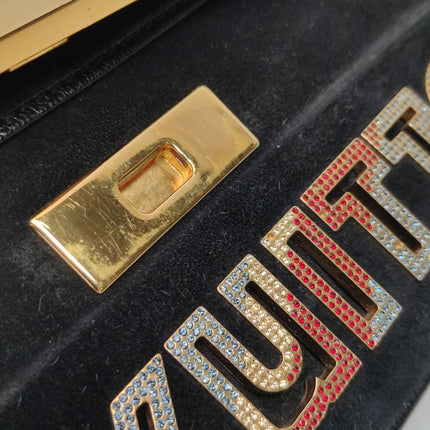 Louis Vuitton Avant-Garde Pochette Clutch Suede Leather Crystal Logo, 2011