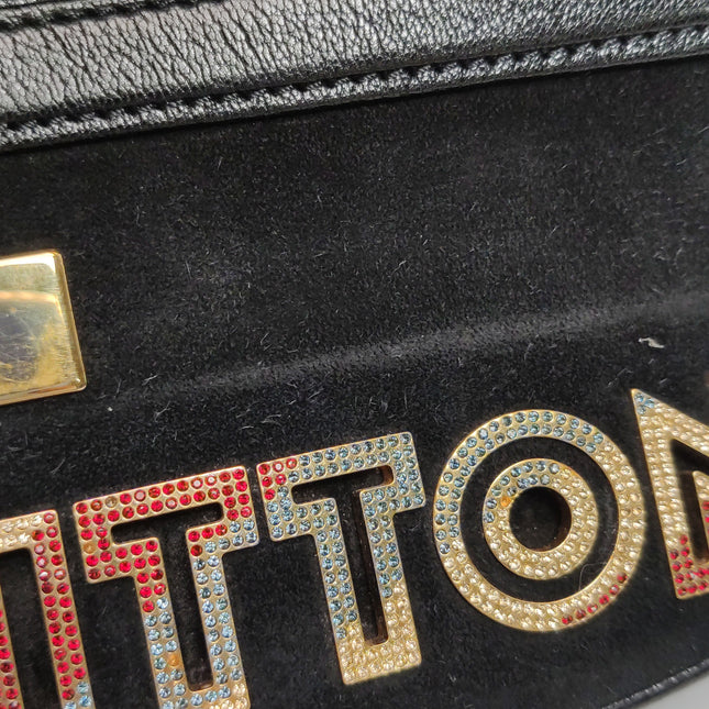Louis Vuitton Avant-Garde Pochette Clutch Suede Leather Crystal Logo, 2011