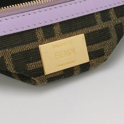 Fendi Baguette Medium Beige Lavender Raffia Leather Crossbody Bag