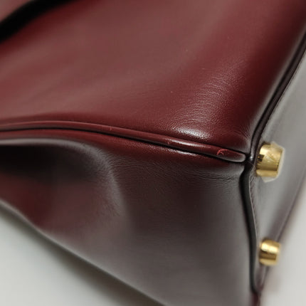 Celine 16 Bag Medium Burgundy Smooth Calfskin Leather With Strap