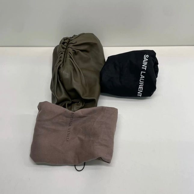 Bottega Veneta Pouch Calfskin Leather Dark Green Large