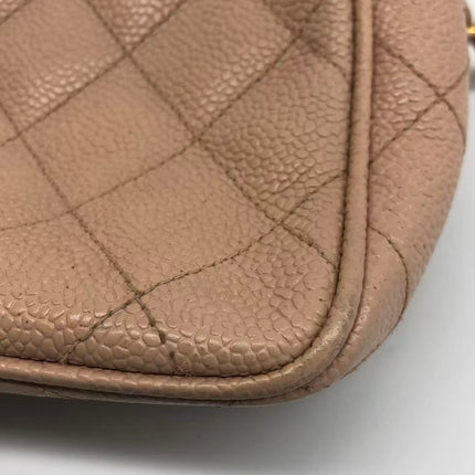 Chanel Medium Camera Case Bag Beige Caviar Leather Gold Hardware