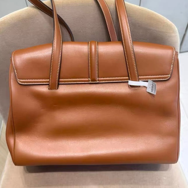 Celine Soft 16 Bag Medium Caramel Natural Tan Smooth Satin Calfskin Leather