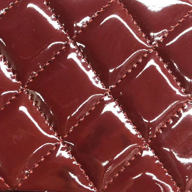 Chanel Classic Flap Medium 2012 Red Burgundy Patent Leather Silver Hardware