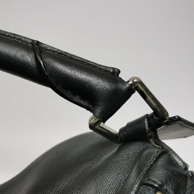 Loewe Puzzle Large Black Smooth Leather White Logo