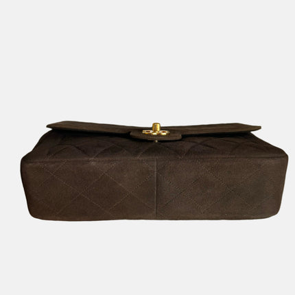Sold Chanel Classic Flap Brown Suede Single Flap 24k Gold Plated Hardware
