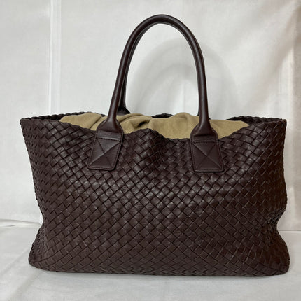 Bottega Veneta Cabat Tote Intreccio Leather Chocolate Brown 42cm