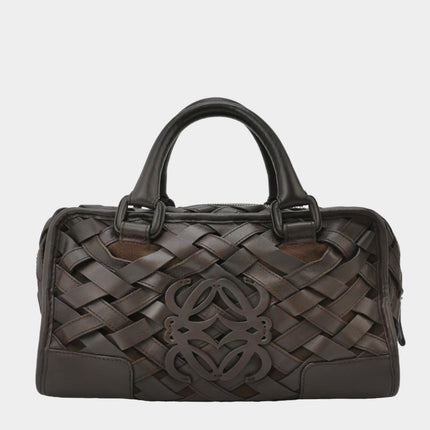 Loewe Amazona 29 in Brown Intrecciato Woven Calfskin Leather Handbag-Luxbags