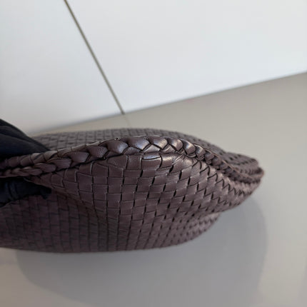Bottega Veneta Veneta Intrecciato Hobo Bag Large Dark Chocolate Brown Lambskin leather 47cm