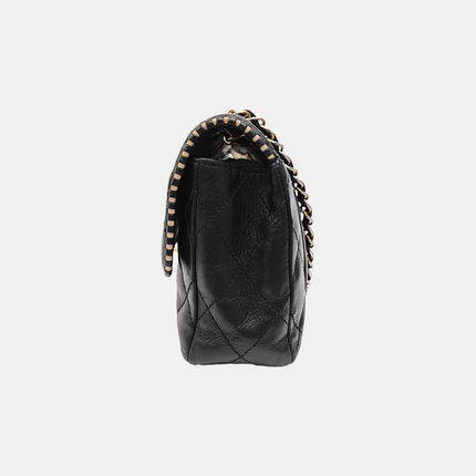 Chanel Classic Flap Medium Happy Stitch Cuir de veau vieilli noir Finitions dorées, 2015-2016