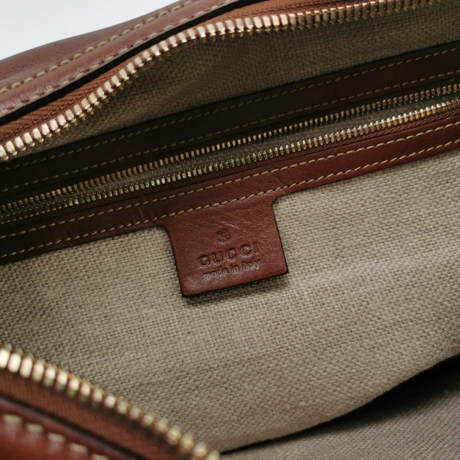 Gucci Bamboo Amalfi Hobo Horsebit Shoulder Bag Brown Leather