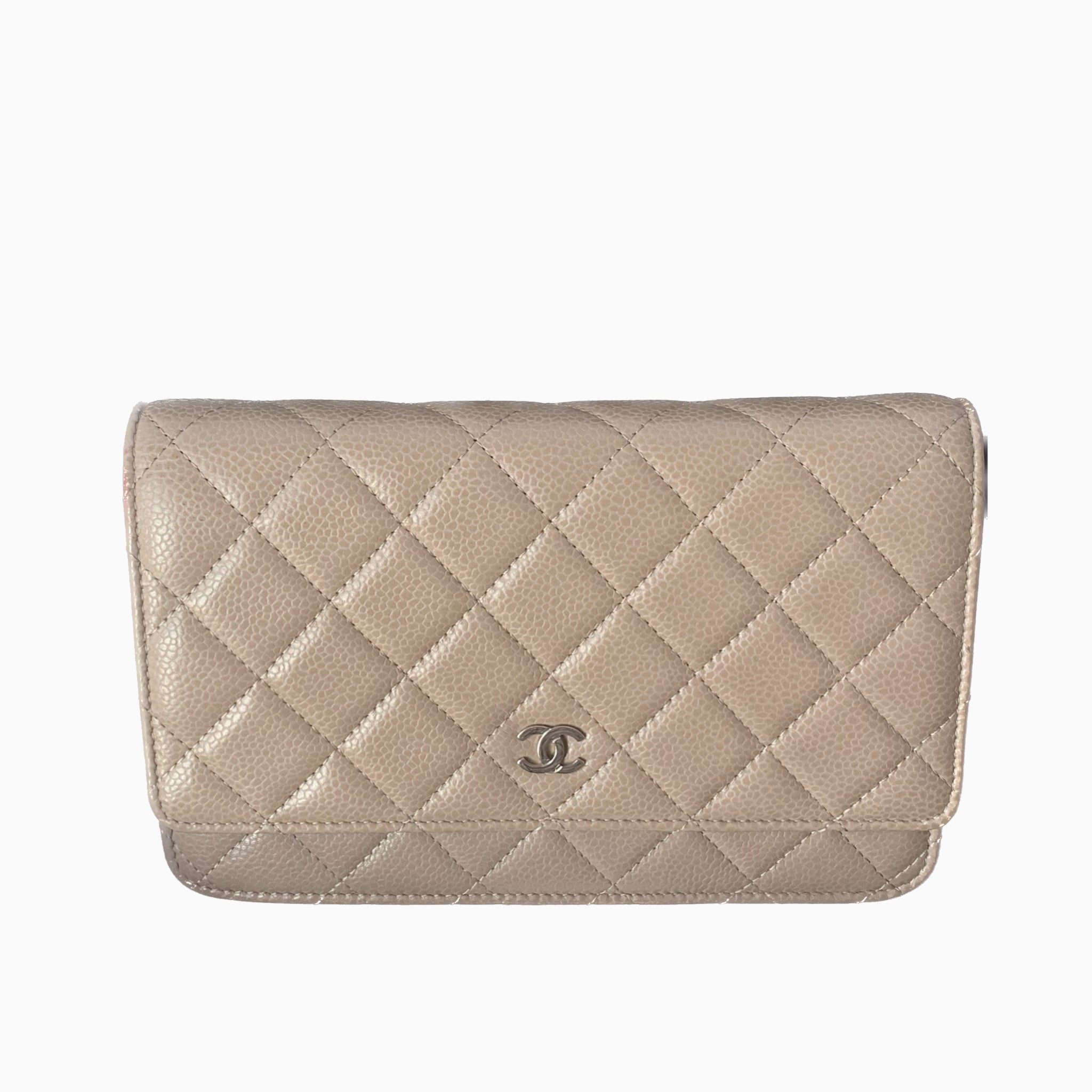 Chanel wallet on hot sale chain beige caviar