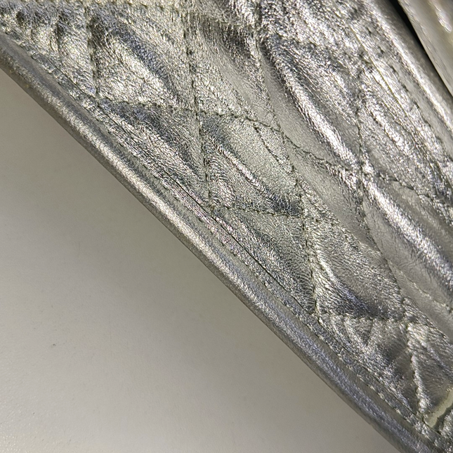 Chanel Ice Cube Chocolate Bar Classic Flap Metallic Silver PVC with Leather