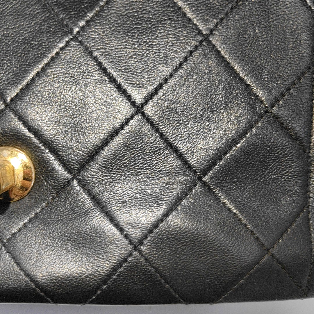 Chanel Diana CC Flap Bag Medium Vintage Black Lambskin Leather with 24k Gold HW, 1991-1994