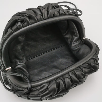 Bottega Veneta Pouch Mini Intrecciato Black Lambskin Leather Crossbody Bag