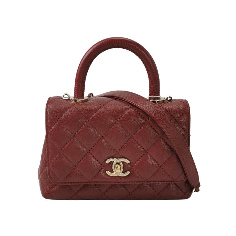 Chanel Coco Handle Mini Burgundy Caviar Leather Crossbody Bag-Luxbags