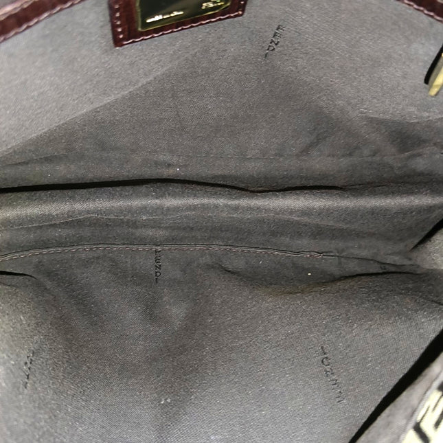 Fendi Mamma Baguette Brown Classic Zucchino Monogram Shoulder Bag