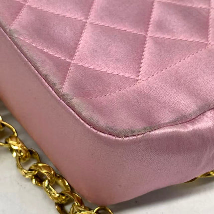 Chanel Diana Flap Bag 1990 Mini Pink Silk Satin Bijou Chain