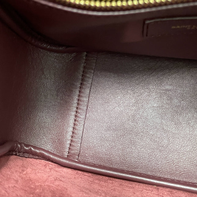 Yves Saint Laurent YSL Le 5 A 7 Hobo Small Burgundy Calfskin Shoulder Bag