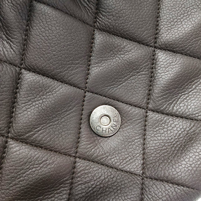Chanel Coco Casual Flap Bag Quilted Caviar Large Brown Leather