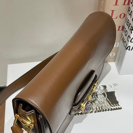 Gucci 1955 Horsebit Shoulder Bag Caramel Brown Small Leather
