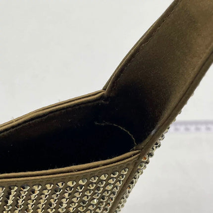 Yves Saint Laurent YSL Le 5 A 7 Hobo Mini Brown Silk Crystals Shoulder Bag