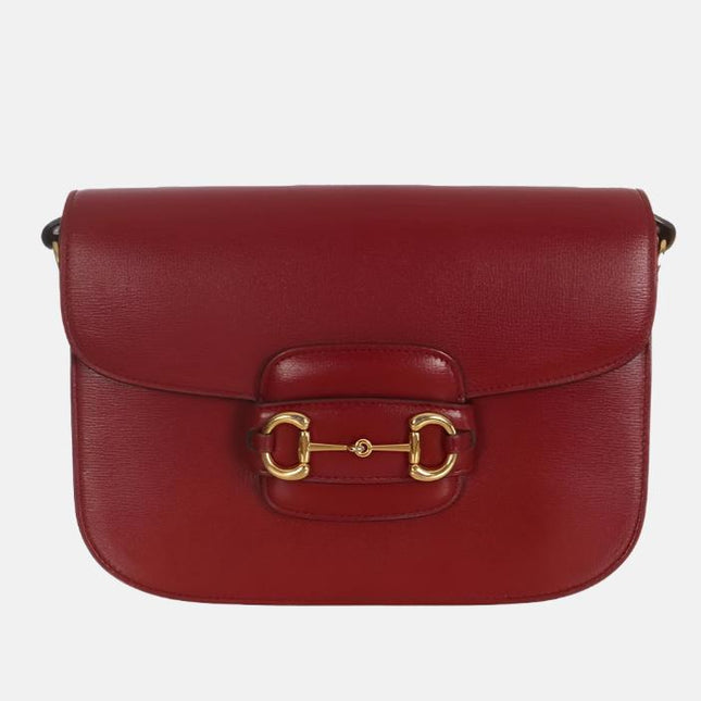 Gucci 1955 Horsebit Leather Shoulder Bag Red Small-Luxbags
