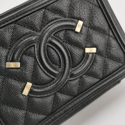 Sold Chanel Filigree Mini Vanity Case 2018 Black Caviar Leather Bag