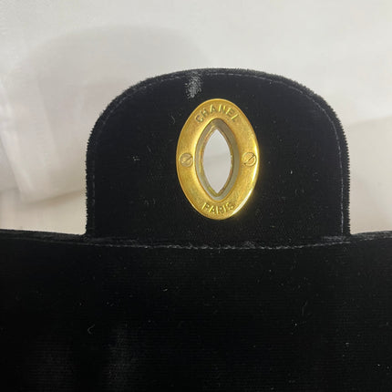 Chanel Classic Flap Maxi Black Velvet Leather Giant Gold CC Logo