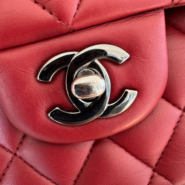 Chanel Classic Flap Burgundy Lambskin Leather Gunmetal Grey HW, 2011-2012