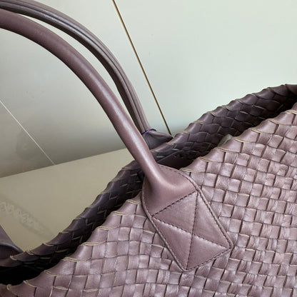 Bottega Veneta Cabat Small Intreccio Leather Tote Bag Dark Lavender Purple