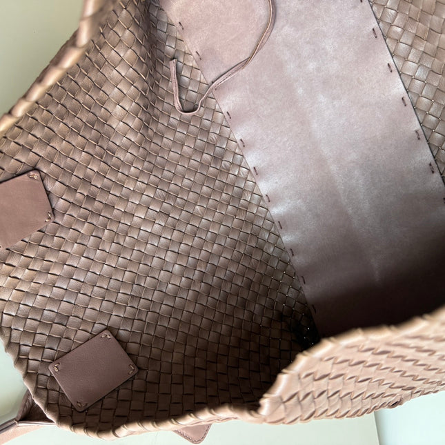 Sold Bottega Veneta Cabat Large Intreccio Leather Tote Bag Pink 42cm