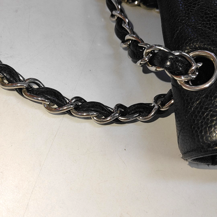 Chanel Classic Flap Maxi Black Caviar Leather Single Flap with Silver Hardware