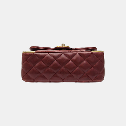 Chanel Rock The Corner Mini Flap Bag Burgundy Calfskin Leather Gold Hardware Corners 2017-18