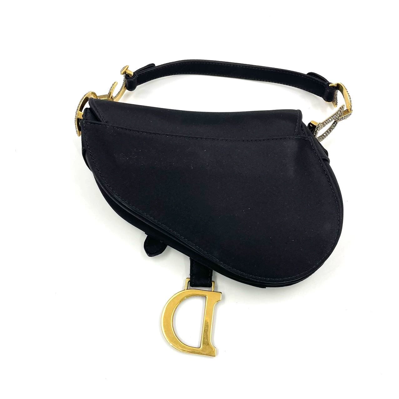 Dior Saddle Mini Silk Handbag Black with crystals