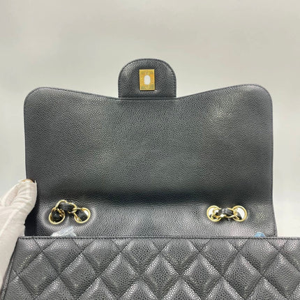 Chanel Classic Flap Jumbo 2009 Black Caviar Leather Single Flap Gold Hardware