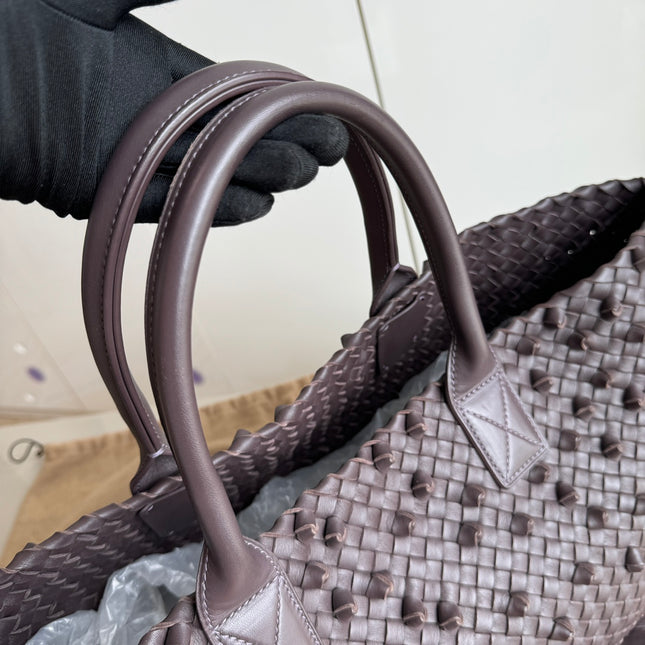 Sold Bottega Veneta Cabat Medium Intreccio Leather Tote Bag Dark Chocolate Brown
