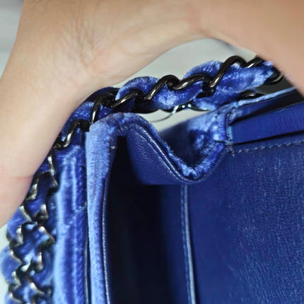 Chanel Classic Flap Medium Royal Blue Velvet Silver Hardware