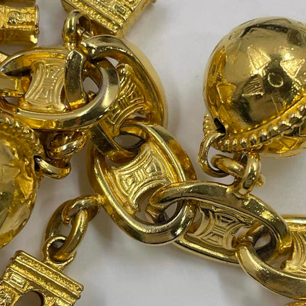 Celine 1990s Gold-tone Triomphe Planet Link Charm Bracelet