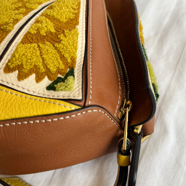Loewe x William De Morgan Puzzle Mini Embroidered Brown Yellow Multicolor