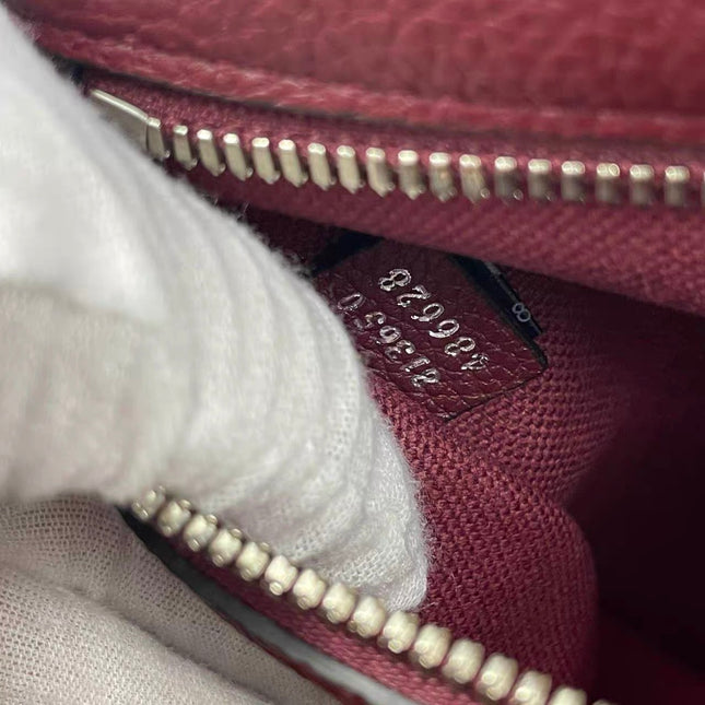 Gucci Jackie 1961 Burgundy Large Pebbled Leather Shoulder Bag with Strap