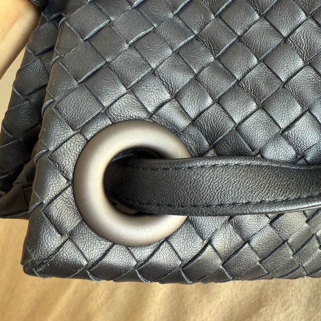 Bottega Veneta Garda Shoulder Bag Intrecciato Nappa Leather Black Large 33cm