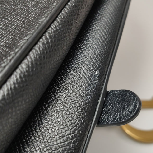 Dior Saddle 2020 Medium Grained Calfskin Leather Bag Black