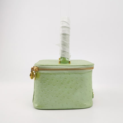 Versace Vintage Logo Sun Vanity Bag Green Calfskin Leather Gold Hardware